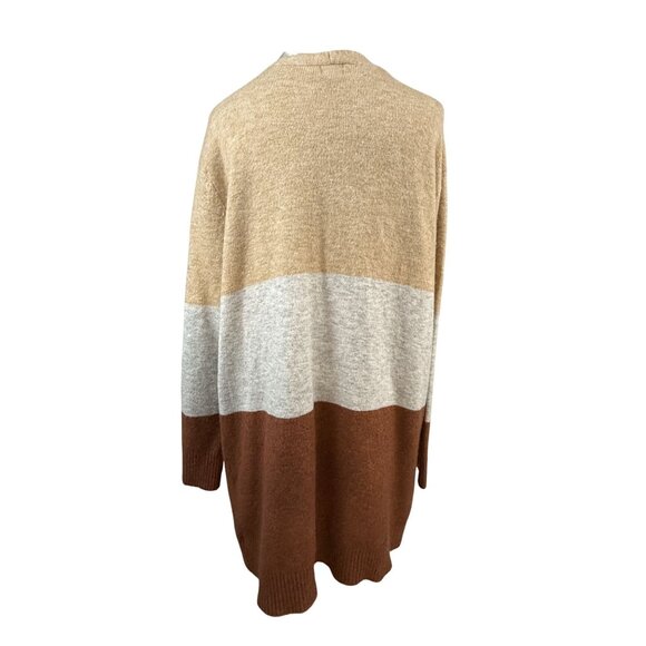 A New Day Sweater Women's XL Open Front Knit Cardigan Pockets Colorblock Stripe - Picture 5 of 8